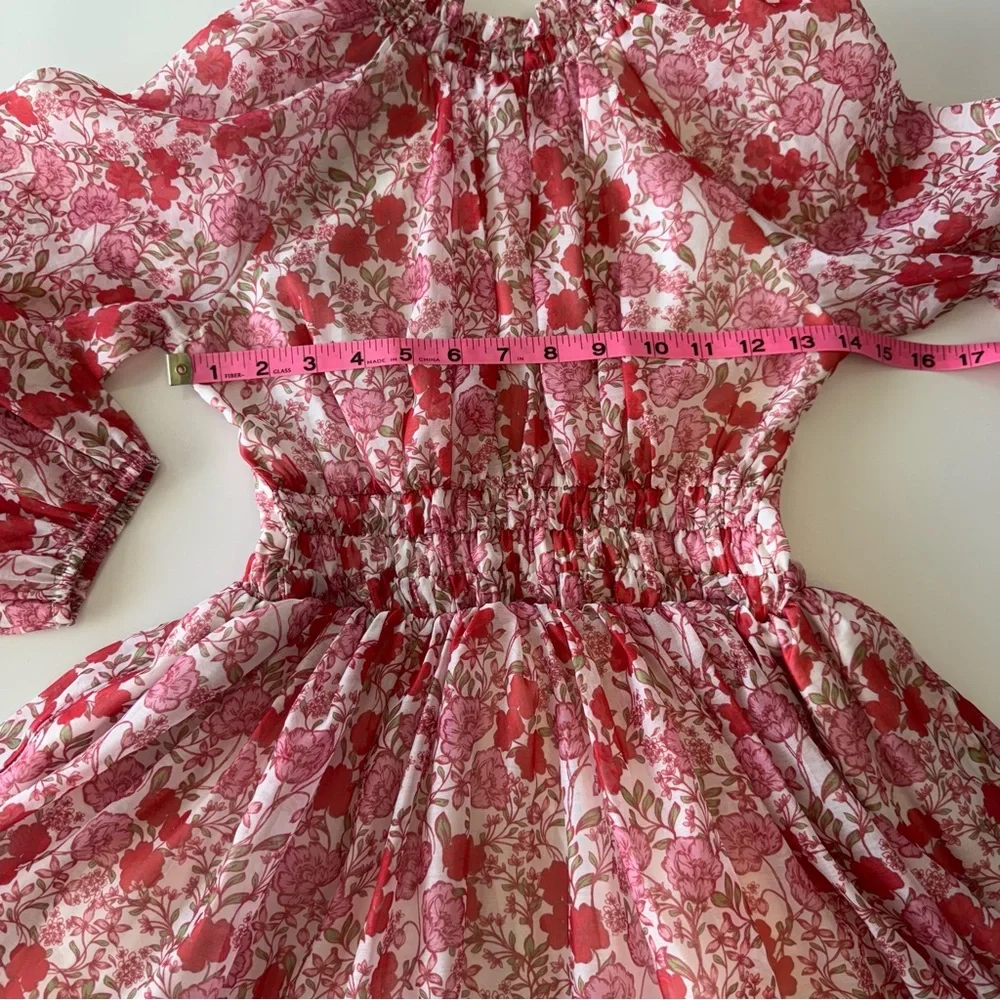 MARLO HOLLY Boutique Dress Pink Floral Smocked Waist Girls SIze 11-12 Years